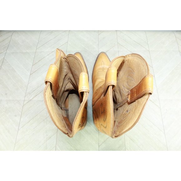 Justin Brown Leather Embroidered Cowboy Western Boots USA Made Size 9 D - Picture 6 of 9